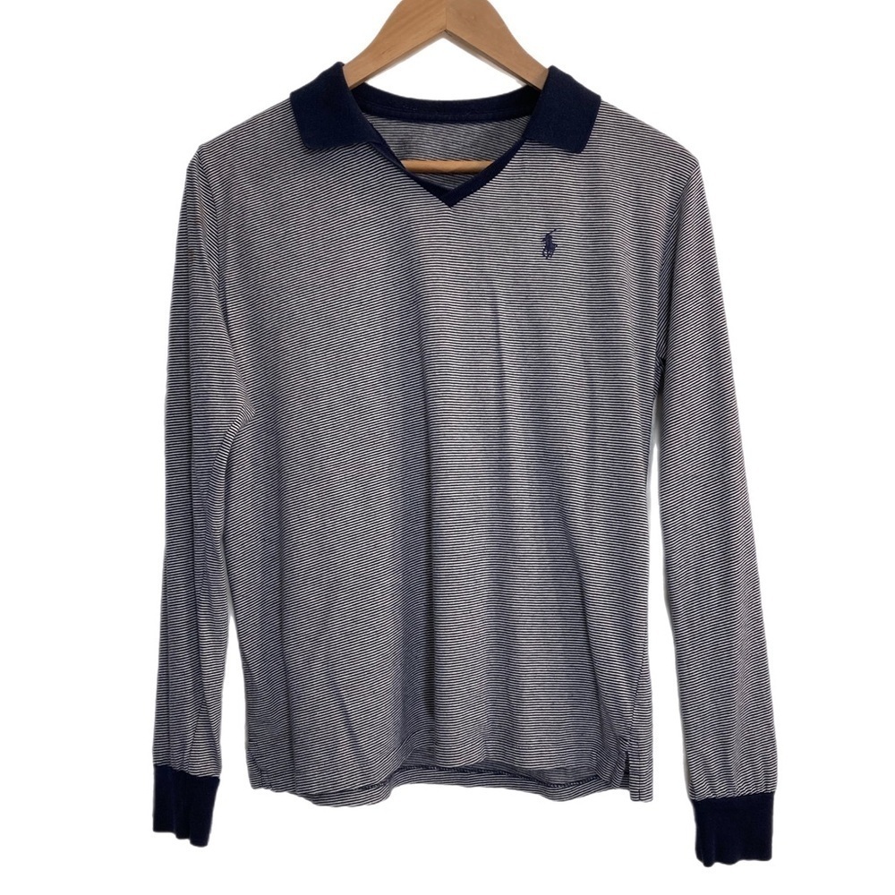 Polo Ralph Lauren black & white striped long sleeve polo shirt